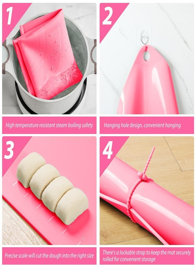 EuChoiz Silicone Pastry Mat 20"*16" Extra Thick Non Stick Baking Mat Food Grade Silicone Dough Rolling Bake Mat with Edge Heightening Pink - Image 5