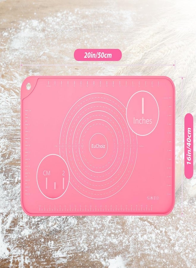 EuChoiz Silicone Pastry Mat 20"*16" Extra Thick Non Stick Baking Mat Food Grade Silicone Dough Rolling Bake Mat with Edge Heightening Pink - Image 4