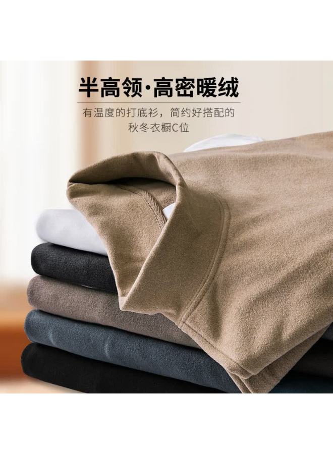 Wood Soon Men's Half Turtleneck Base Shirt Autumn Winter German Velvet Couple Stretch Warm Long Sleeve T-shirt