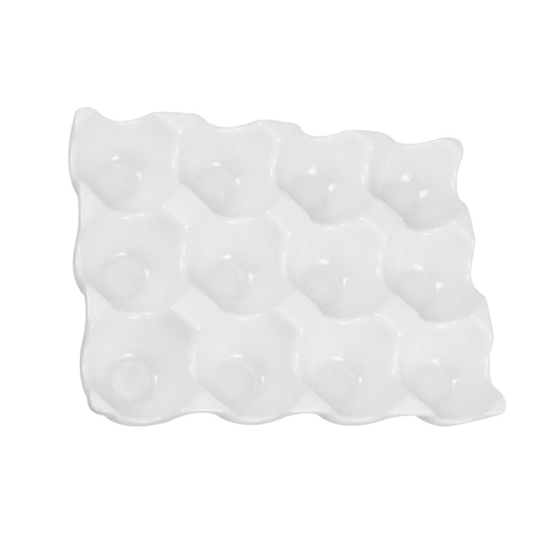 White Ceramic Egg Tray 12 Grid Refrigerator Storage Container Kitchen Egg Holder - Image 2