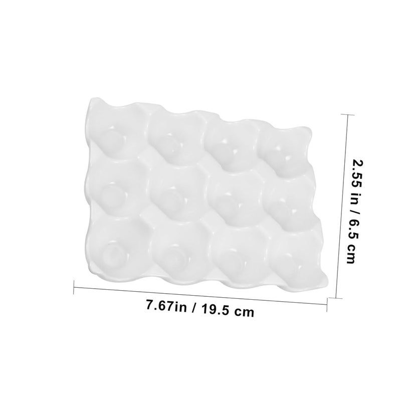 White Ceramic Egg Tray 12 Grid Refrigerator Storage Container Kitchen Egg Holder - Image 3