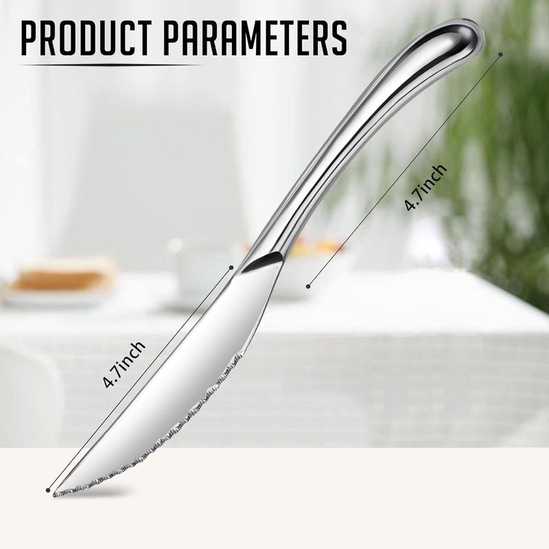 NICE KITCHEN Steak Knives Set of 6, Sharp Serrated Steak Knives with Solid Handle, Premium High Carbon Stainless Steel Steak Knife Set - Image 4