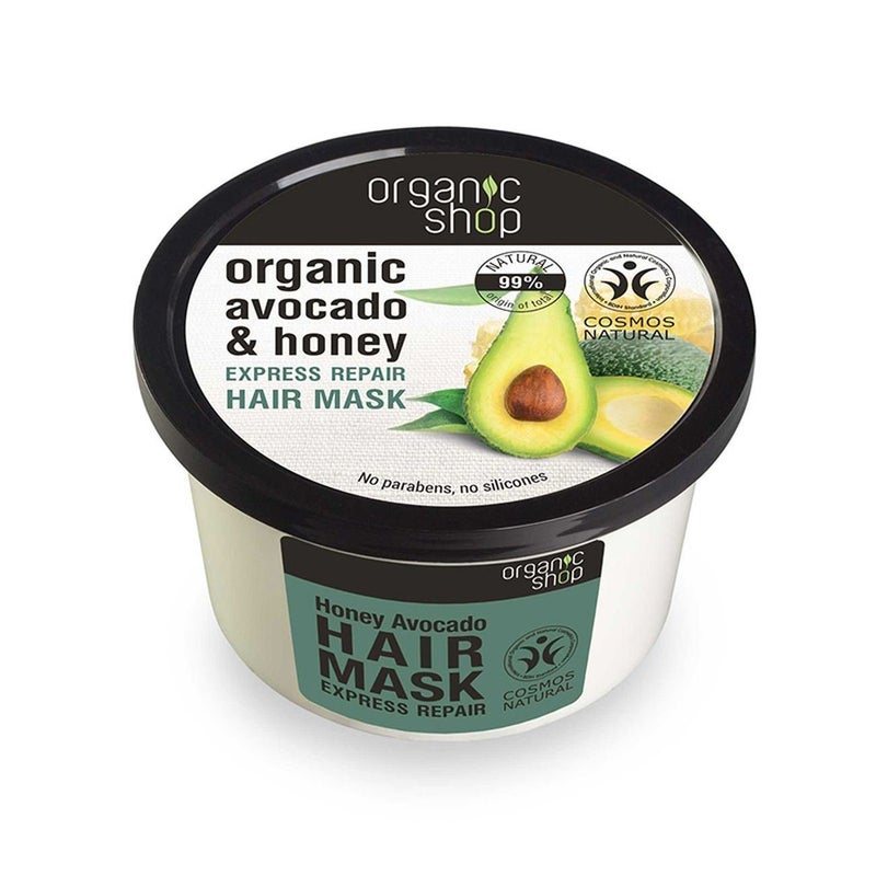 Organic Shop Hair Mask  Avocado  Olive Repairing Deep Conditioner Hydrates Nourishes  Repairs Dry Damaged Hair Intensive Hydration All Hair Types 250 ml
