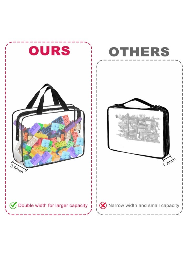 6 حزم من أكياس تخزين الألعاب الكبيرة جدًا أكياس تنظيمية من البلاستيك PVC مع سحّاب، تخزين ألعاب الطاولة من البلاستيك PVC الشفاف، منظم تخزين الألعاب، أكياس ألعاب مقاومة للماء لألعاب الطاولة، الطين، مكعبات البناء، الألعاب، الكتب (أسود) - Image 4