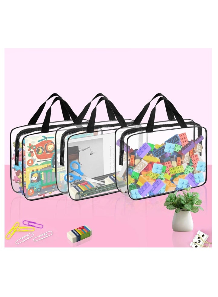 6 حزم من أكياس تخزين الألعاب الكبيرة جدًا أكياس تنظيمية من البلاستيك PVC مع سحّاب، تخزين ألعاب الطاولة من البلاستيك PVC الشفاف، منظم تخزين الألعاب، أكياس ألعاب مقاومة للماء لألعاب الطاولة، الطين، مكعبات البناء، الألعاب، الكتب (أسود) - Image 5