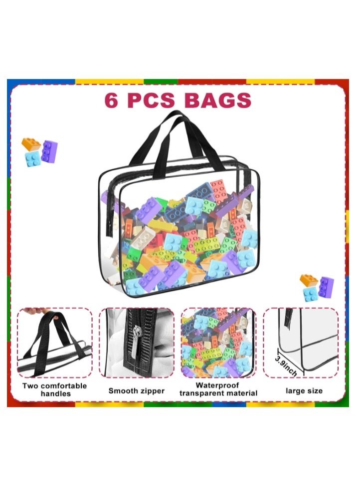 6 حزم من أكياس تخزين الألعاب الكبيرة جدًا أكياس تنظيمية من البلاستيك PVC مع سحّاب، تخزين ألعاب الطاولة من البلاستيك PVC الشفاف، منظم تخزين الألعاب، أكياس ألعاب مقاومة للماء لألعاب الطاولة، الطين، مكعبات البناء، الألعاب، الكتب (أسود) - Image 3