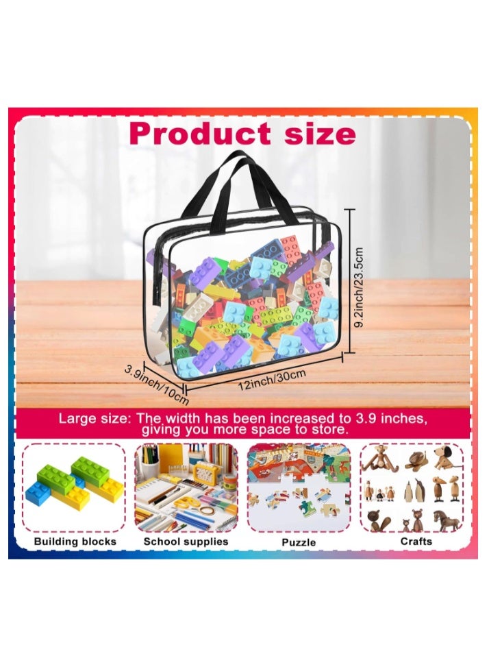 6 حزم من أكياس تخزين الألعاب الكبيرة جدًا أكياس تنظيمية من البلاستيك PVC مع سحّاب، تخزين ألعاب الطاولة من البلاستيك PVC الشفاف، منظم تخزين الألعاب، أكياس ألعاب مقاومة للماء لألعاب الطاولة، الطين، مكعبات البناء، الألعاب، الكتب (أسود) - Image 2