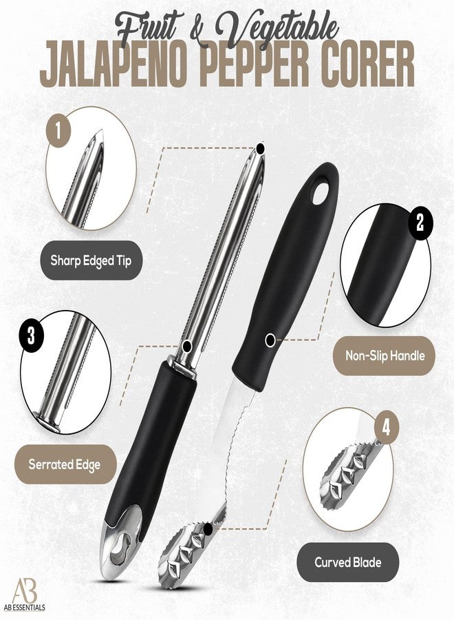 AB Essentials Fruit and Vegetable Corer Set - 6 PCS Stainless Steel Apple Corer, Jalapeno Tool, Melon Baller, Pepper Corer Seed Remover Tool, Pineapple Tomato & Zucchini - Image 3