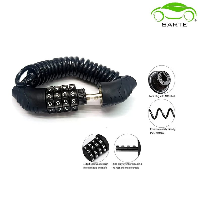 SARTE Multi-Use Lock for Bike, Helmet, Luggage, Anti Lock with Advance Cable Wire | Unfinished (Multi) - Image 5
