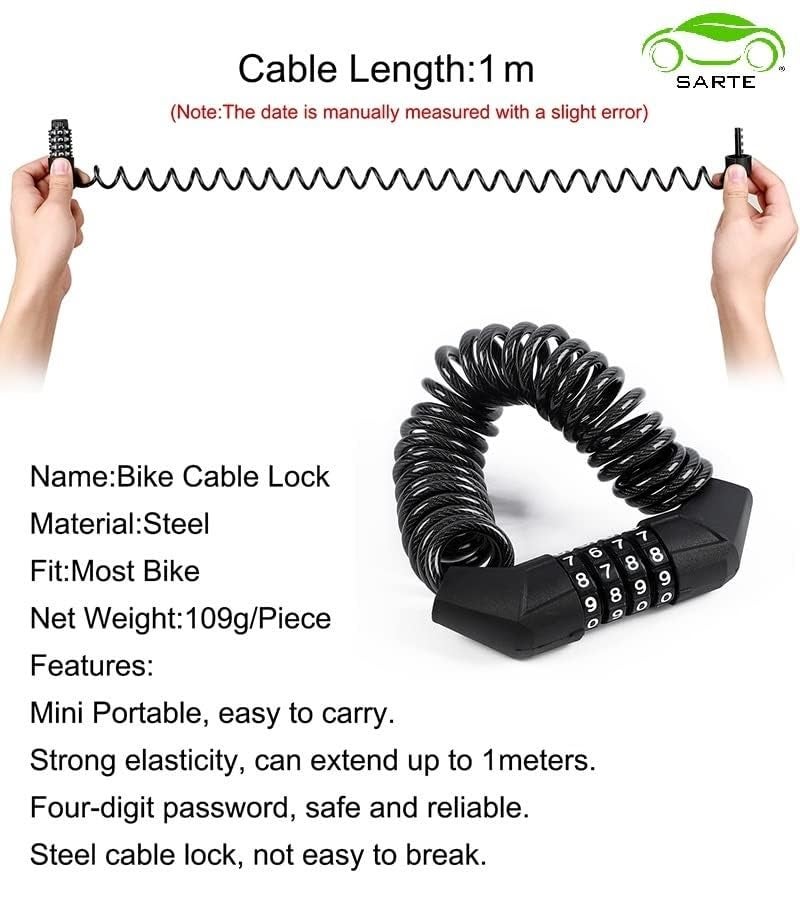 SARTE Multi-Use Lock for Bike, Helmet, Luggage, Anti Lock with Advance Cable Wire | Unfinished (Multi) - Image 4