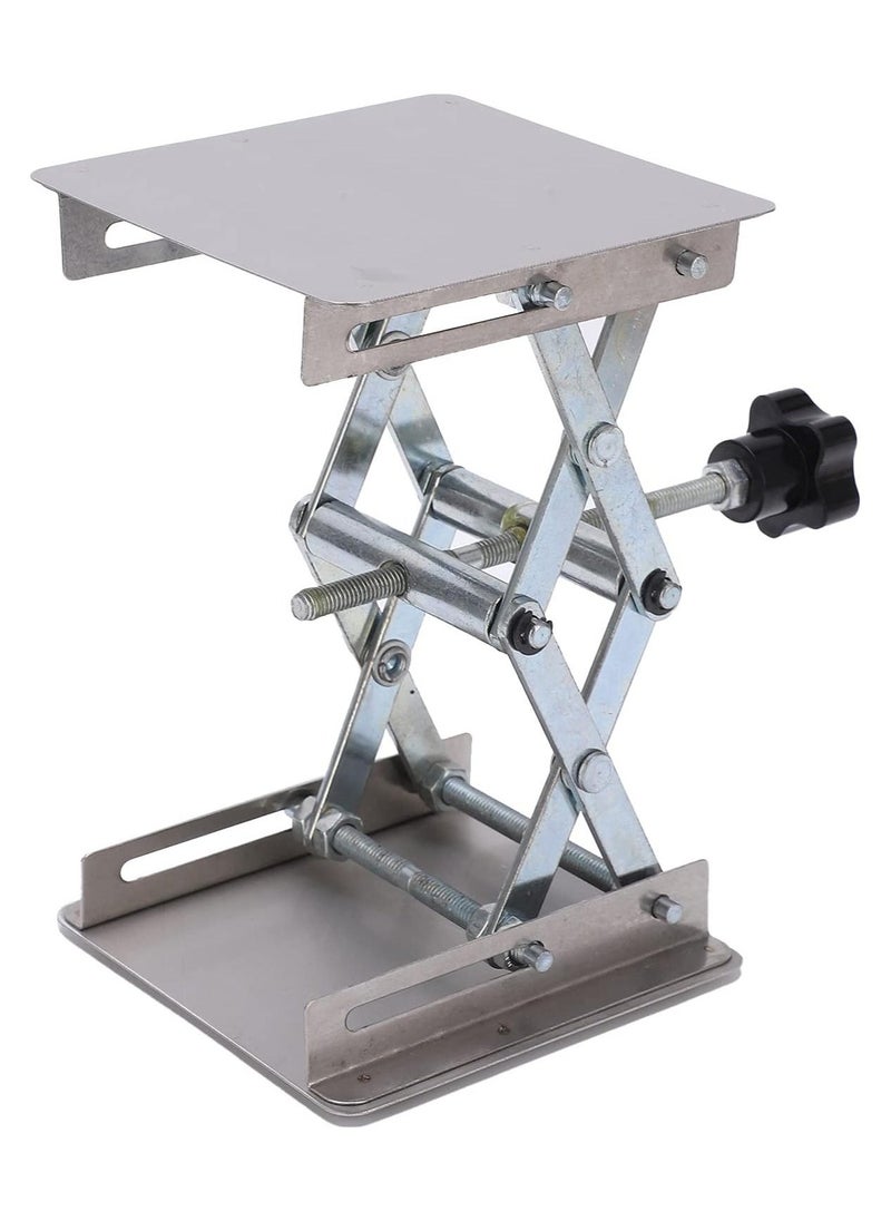 Generic Lab Scissors Jack, Stainless Steel RC Jack, Lifting Platform, Manual Miniature Lift Stand Table for RC Cars,Stainless Steel Laboratory Support Jack Platform with Black Hand Wheel  - Image 3