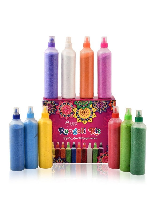 CraftVatika10 Rangoli Colour Powder Tube Kit with 4 Elephant Candle Holder Set for Diwali Ganesh Chaturthi Laxmi Pooja Home Temple Rangoli Candle Floor Decoration - Image 2