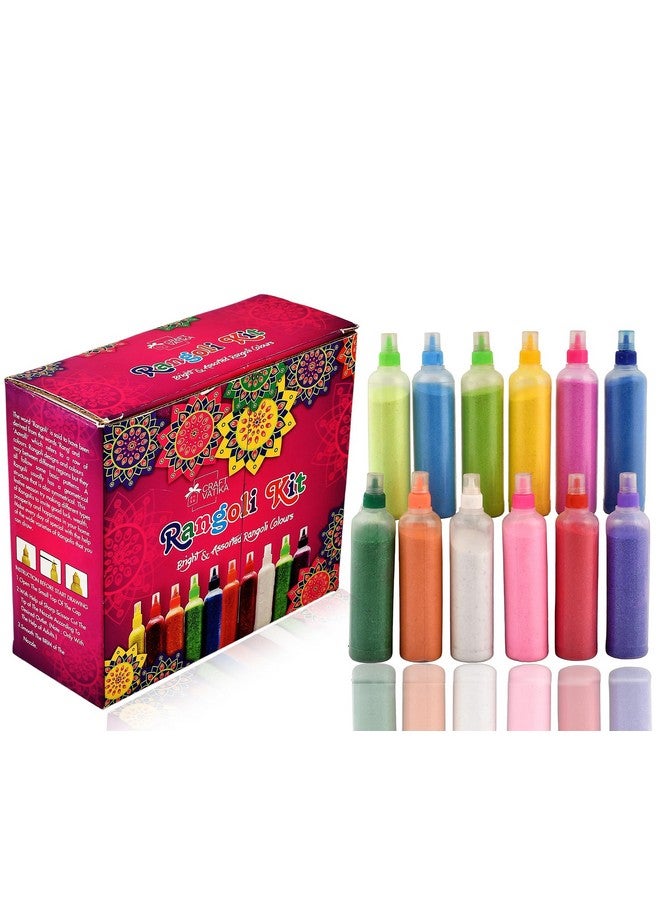 CraftVatika10 Rangoli Colour Powder Tube Kit with 4 Elephant Candle Holder Set for Diwali Ganesh Chaturthi Laxmi Pooja Home Temple Rangoli Candle Floor Decoration - Image 5