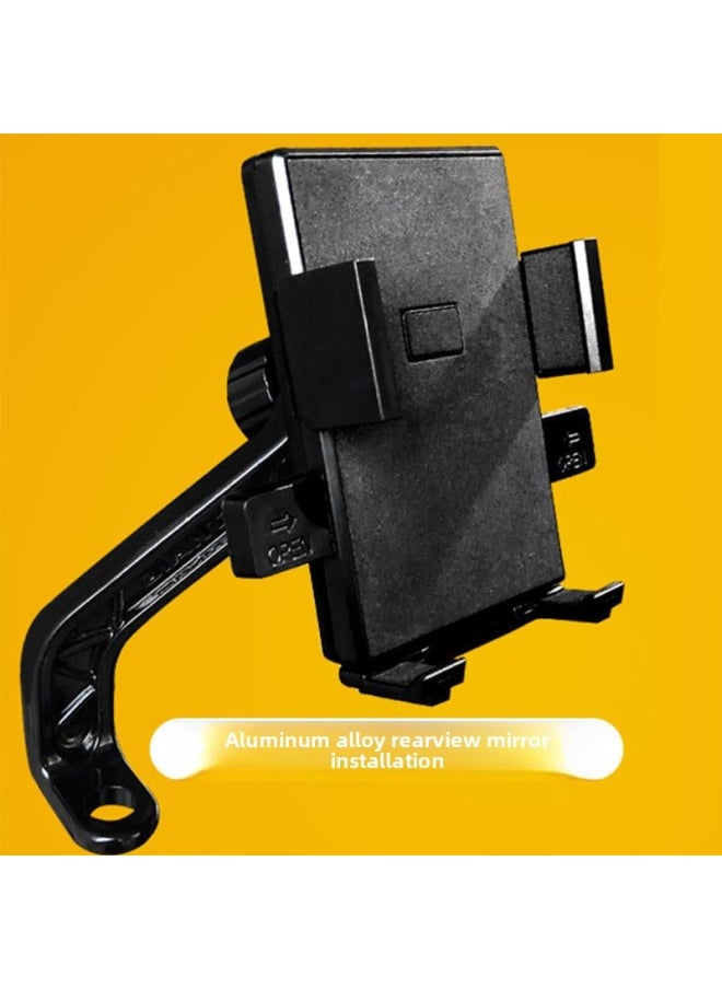 Generic - Motorcycle Electric Vehicle Mobile Phone Navigation Bracket Delivery Special Bicycle Handler Aluminum Alloy Delivery Mobile Phone Bracket-Colour:Product [handlebar Model] Automatically Locks - Image 1