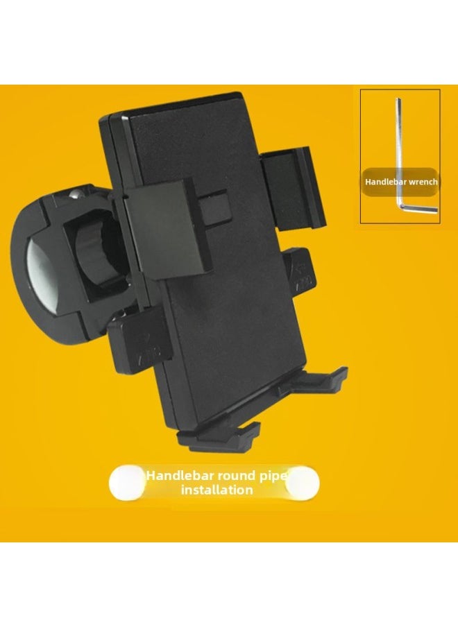 Generic - Motorcycle Electric Vehicle Mobile Phone Navigation Bracket Delivery Special Bicycle Handler Aluminum Alloy Delivery Mobile Phone Bracket-Colour:Product [handlebar Model] Automatically Locks - Image 1