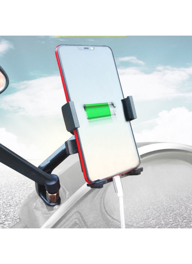 Generic - Motorcycle Electric Vehicle Mobile Phone Navigation Bracket Delivery Special Bicycle Handler Aluminum Alloy Delivery Mobile Phone Bracket-Colour:Product [handlebar Model] Automatically Locks - Image 1