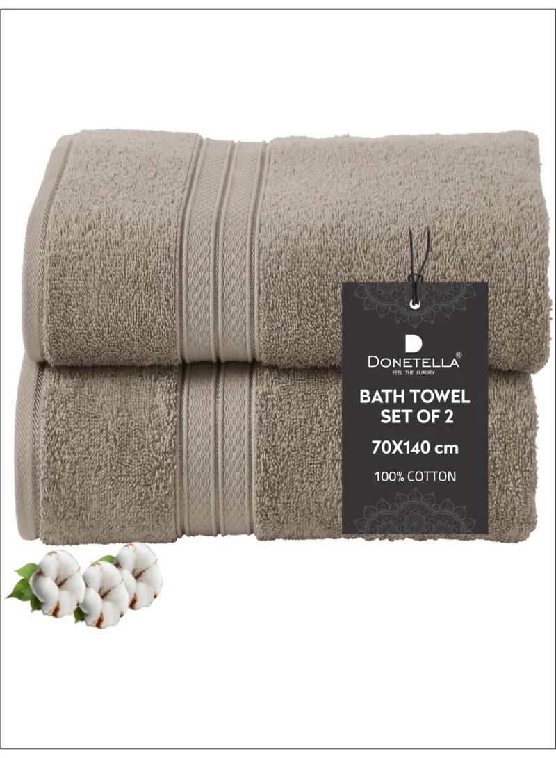 Donetella Premium 100 % Combed Cotton 2-Pcs Bath Towel Set (70 X 140 CM) 600 GSM Large Towel, Highly Absorbent, Quick Dry,Best Towel for Bathroom, Spa And Hotel,White