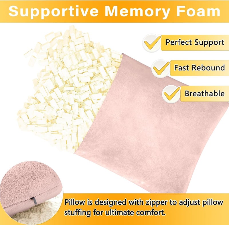 1 MIDDLE ONE Condition adaptive build 1 MIDDLE ONE 2 Pack Small Pillow, Memory Foam Mini Pillow 11 X 7 Inches for Travel, Sleeping, Nap and Neck, Knee, Lumbar Support, Tiny Cushion for Pet, Dogs (Light Pink) Global standard processed material - Image 3