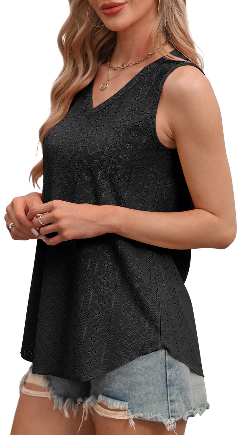 OFEEFAN Womens Tops Trendy Casual Black Tops for Women Cute Tank Tops Summer Clearance Women's Clothing XXL - Image 3