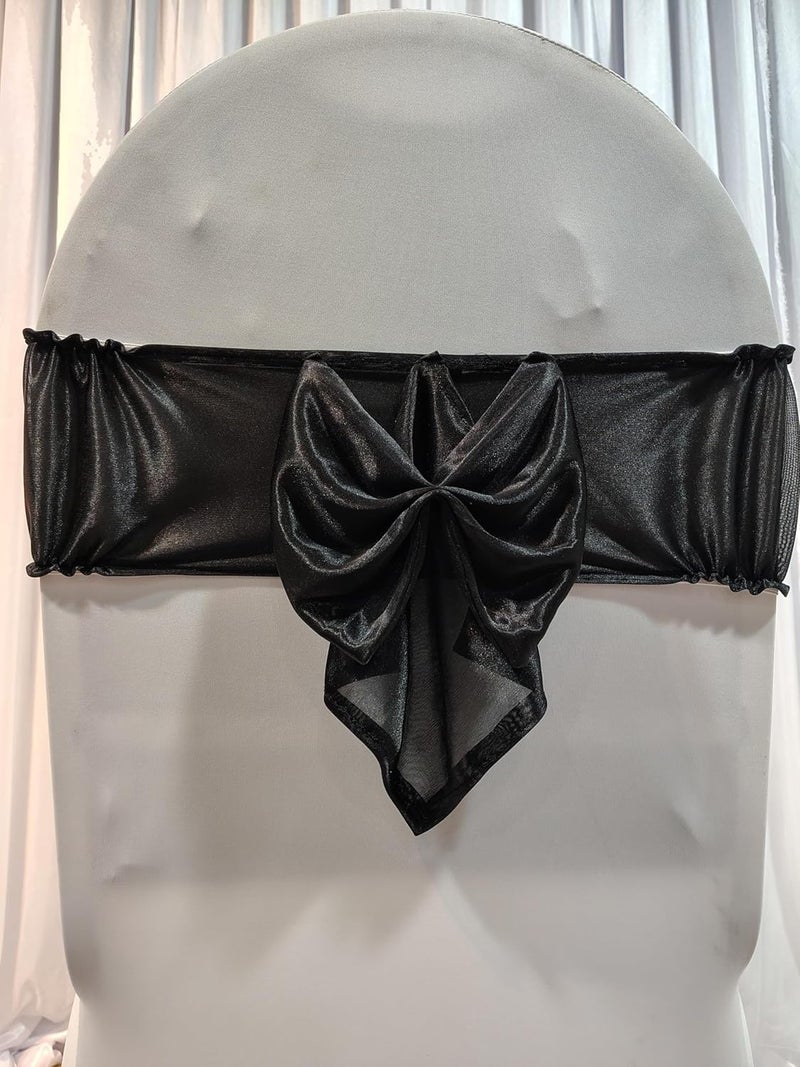 50pcs Butterfly Chair Sash Elastic Bow Chair Band for Wedding Party Decor Hotel Banquet Event Hall Decoration Black  - Image 1