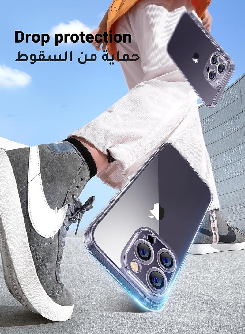 ELTRAZONE حافظة آيفون 14 برو ماكس شفافة تمامًا، حافظة هاتف واقية مضادة للصدمات غير صفراء رقيقة نحيفة من TPU [مضادة للخدش ناعمة]، 6.7 بوصة (شفافة تمامًا) - Image 3