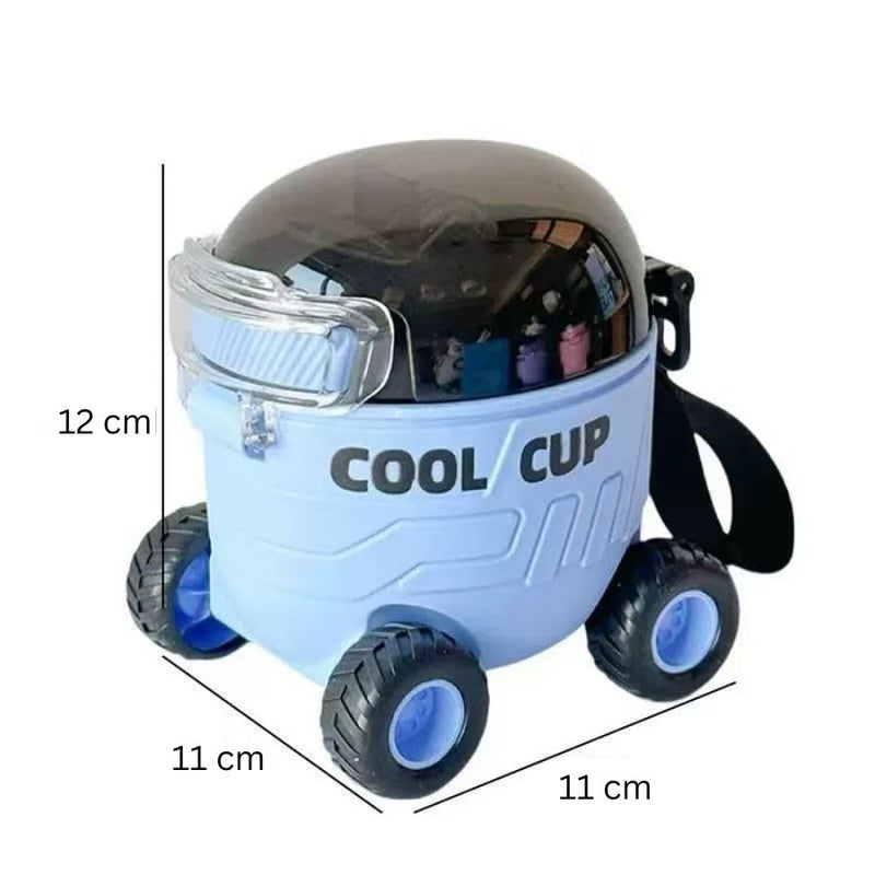 KERFORA Leakproof Large Capacity Cool Car Sports Water Bottle Cute Cartoon Design, BPA-Free for Outdoor Activities with Straw and Adjustable Strap (Cool Cup, Blue) - Image 4
