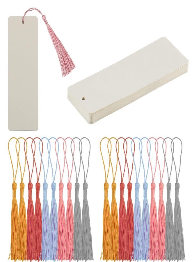 WHTCHSU 20 Pcs Blank Cardstock Bookmarks for DIY Projects and Gifts Tags, White, 5.5 X 1.9 inch (White) - Image 1
