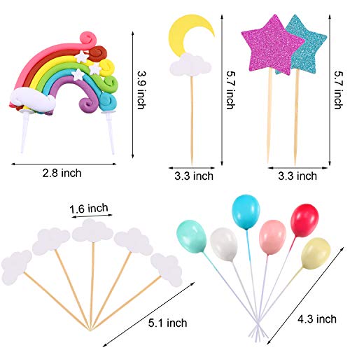 Zonon 15 Pieces Rainbow Cake Decorations Rainbow Cake Toppers for Birthday Decorations Wedding Party Favors Supplies - Image 2