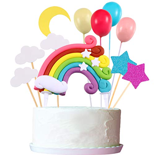 Zonon 15 Pieces Rainbow Cake Decorations Rainbow Cake Toppers for Birthday Decorations Wedding Party Favors Supplies - Image 1