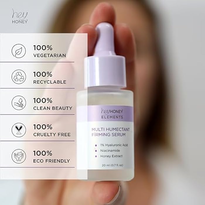 Hey Honey Multi Humectant Firming Serum: 1% Hyaluronic Acid Urea Lactic Acid & Honey Complex for Deep Hydration, Plumping & Skin Barrier Support | 20 mL / 0.68 fl oz - Image 4