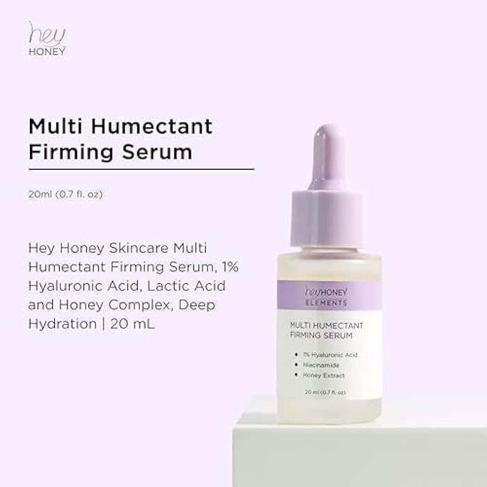 Hey Honey Multi Humectant Firming Serum: 1% Hyaluronic Acid Urea Lactic Acid & Honey Complex for Deep Hydration, Plumping & Skin Barrier Support | 20 mL / 0.68 fl oz - Image 3