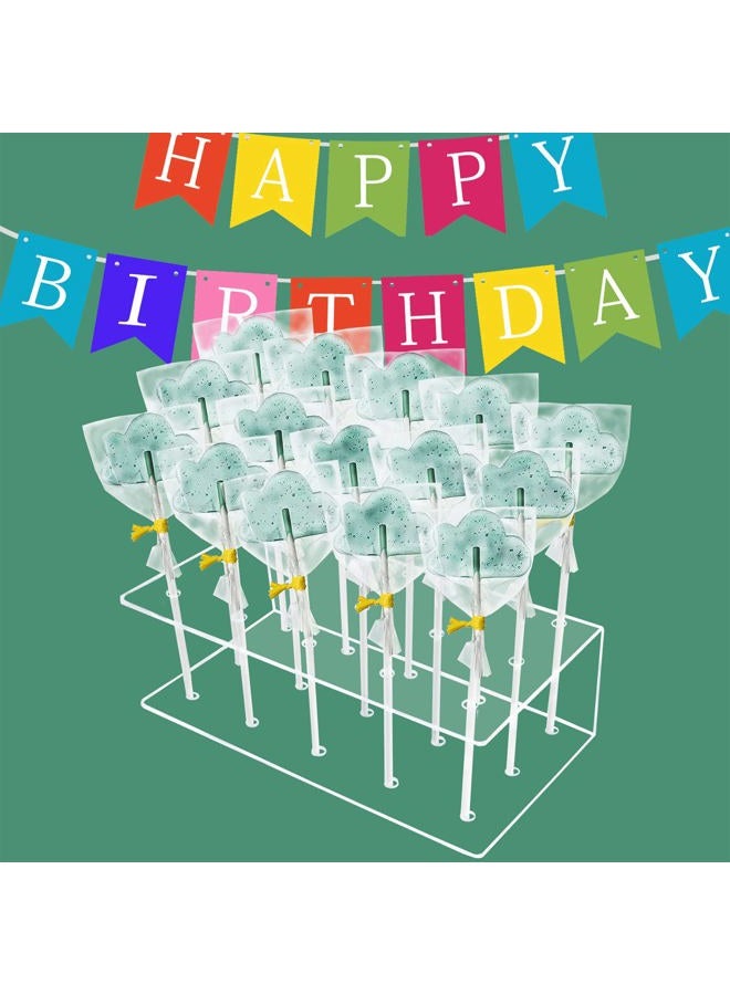 MR.FOAM Acrylic Lollipop Holder,2PC Cake Pop Stand Display Cake Pop Holder 100PCS Lollipop Sticks 100PCS Clear Treats Bags and 100PCS Gold Metallic Twist Ties for Candy Cake Pop Making Tools - Image 5