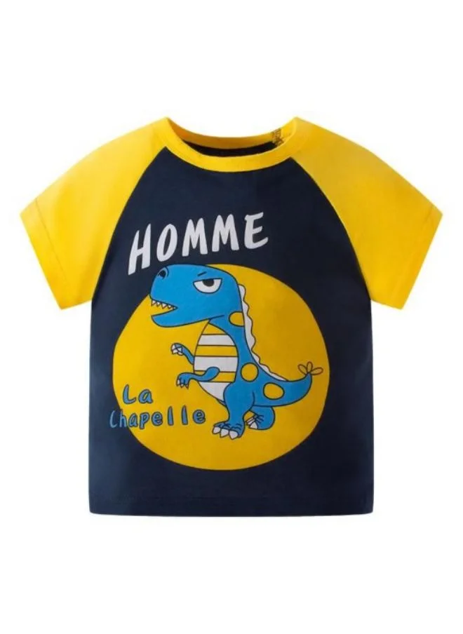 YUNIQEE Navy Blue Printed Short Sleeve Crew Neck T-Shirt