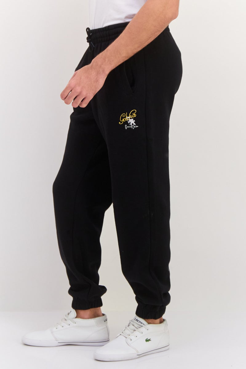 Gotcha سروال جوجر للرجال بقصة عادية مع شعار مطرز، مجموعة سوداء - Image 2