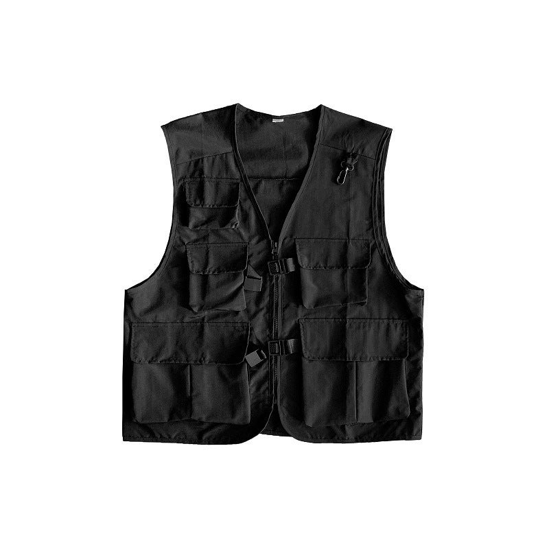 Fashion Retro Vest Mens Streetwear BF Style Waistcoat Black