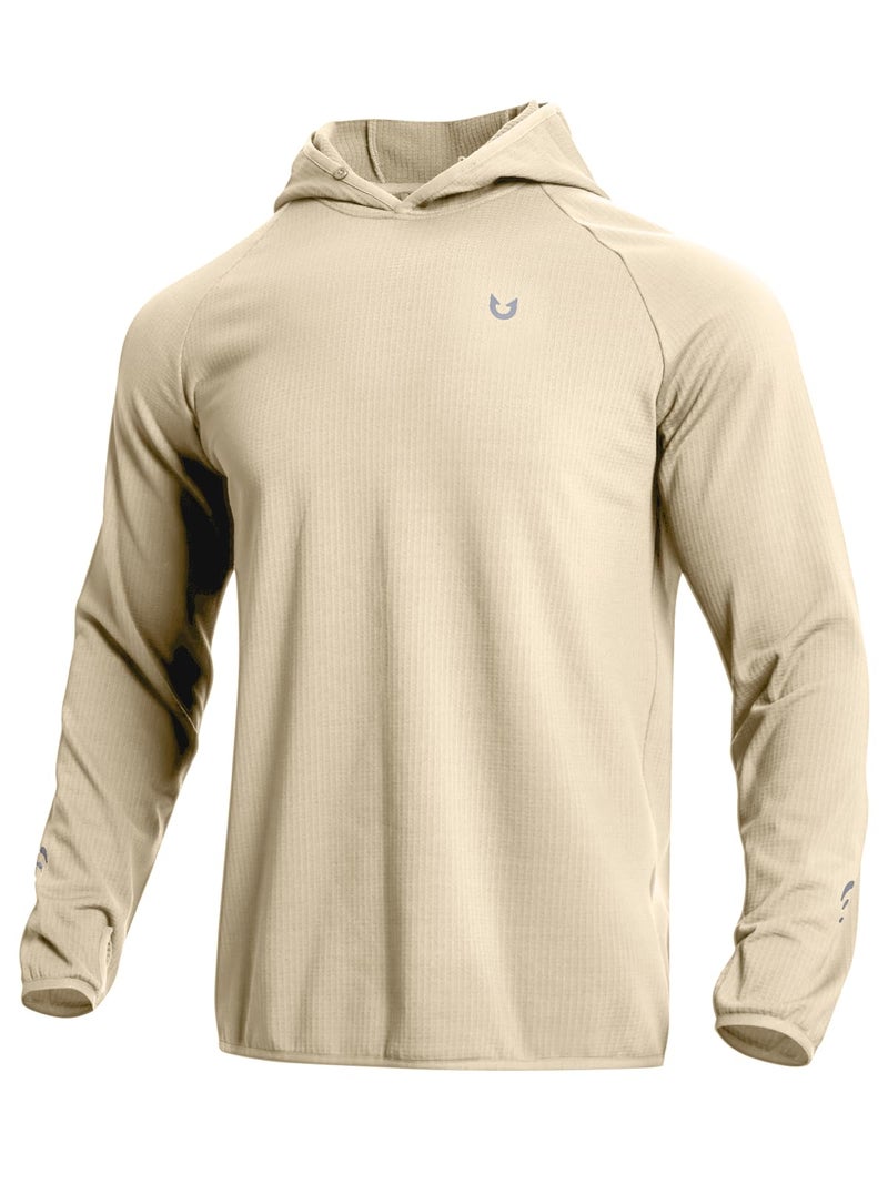 NORTHYARD Men's Running Hoodie Lightweight Fleece Workout Pullover Long Sleeve Cold Weather Hooded Sweatshirts Athletic Gym LIGHTKHAKI XL - Image 1