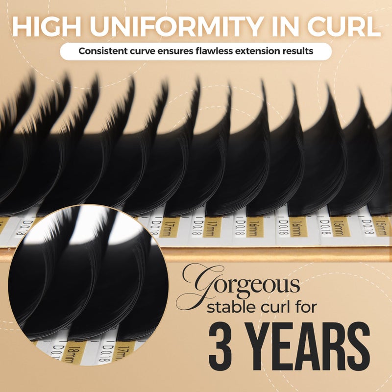 LASHVIEW 0.20 Thickness Silk D Curl Fake Eyelash Extensions Mixed Tray 8-15mm Natural Thick Lashes Individual Semi-Permanent Eyelashes Application for Professional Salon Use - Image 3