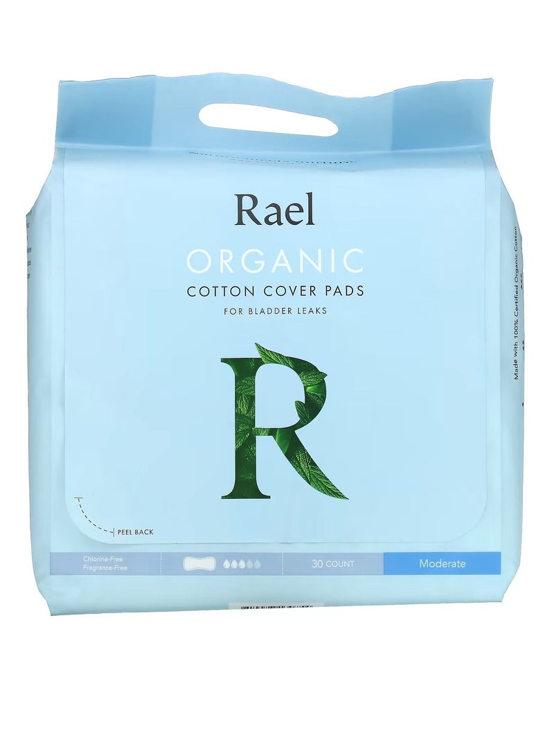 Rael Organic Cotton Cover Pads for Bladder Leaks Moderate 30 count - Image 1