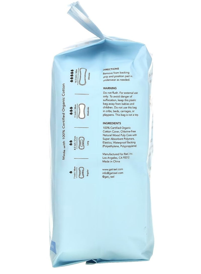 Rael Organic Cotton Cover Pads for Bladder Leaks Moderate 30 count - Image 2