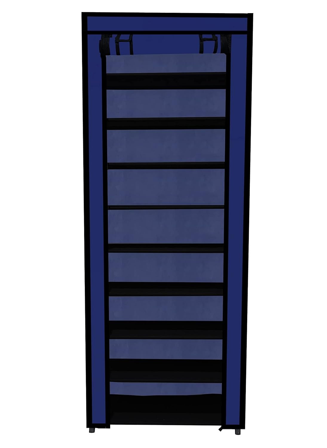 GlowSilk - GlowSilk 9 Layer Collapsible Fabric Wardrobe Organizer for Clothes DIYBlue Metal - Image 1
