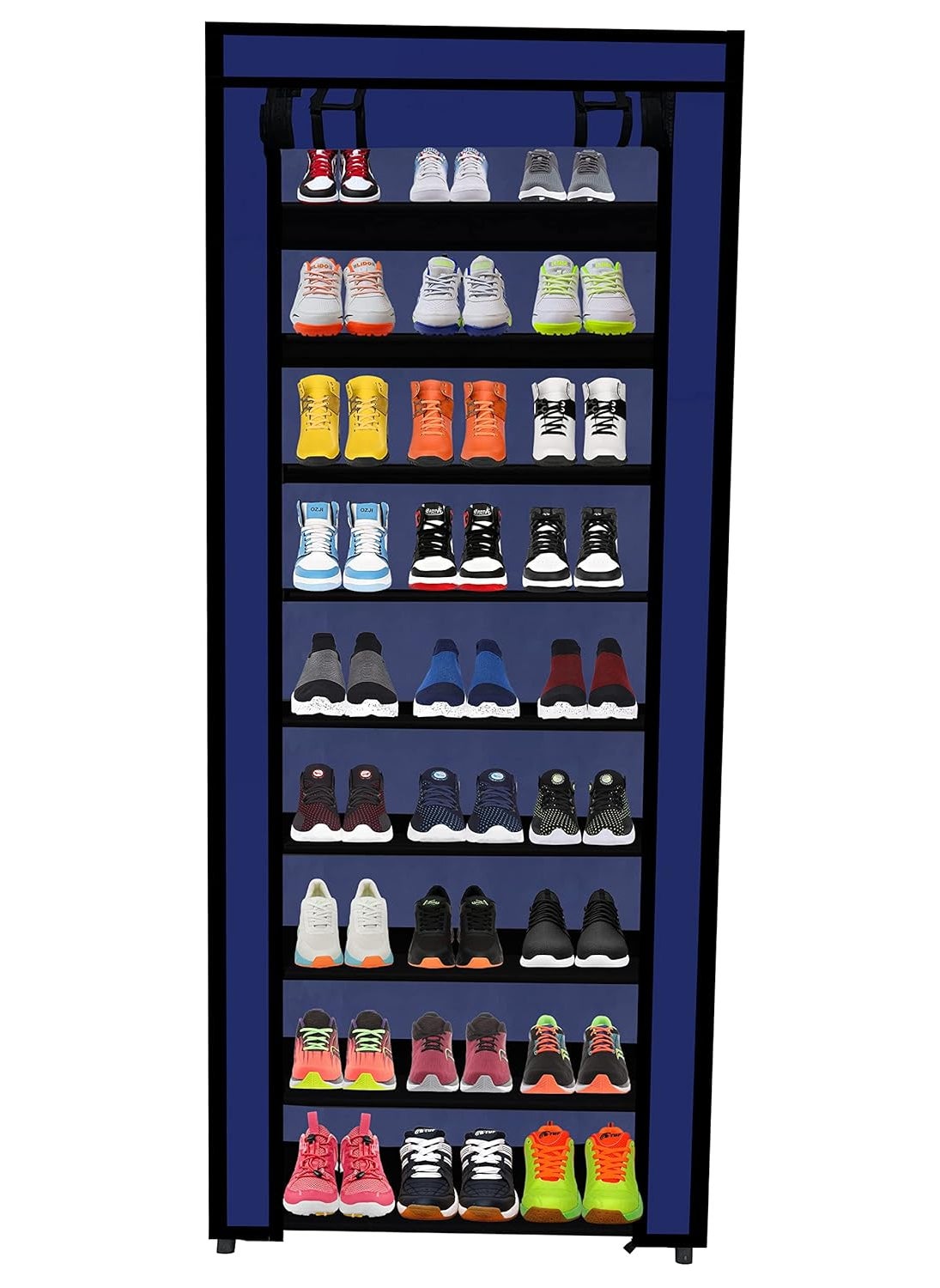 GlowSilk - GlowSilk 9 Layer Collapsible Fabric Wardrobe Organizer for Clothes DIYBlue Metal - Image 1