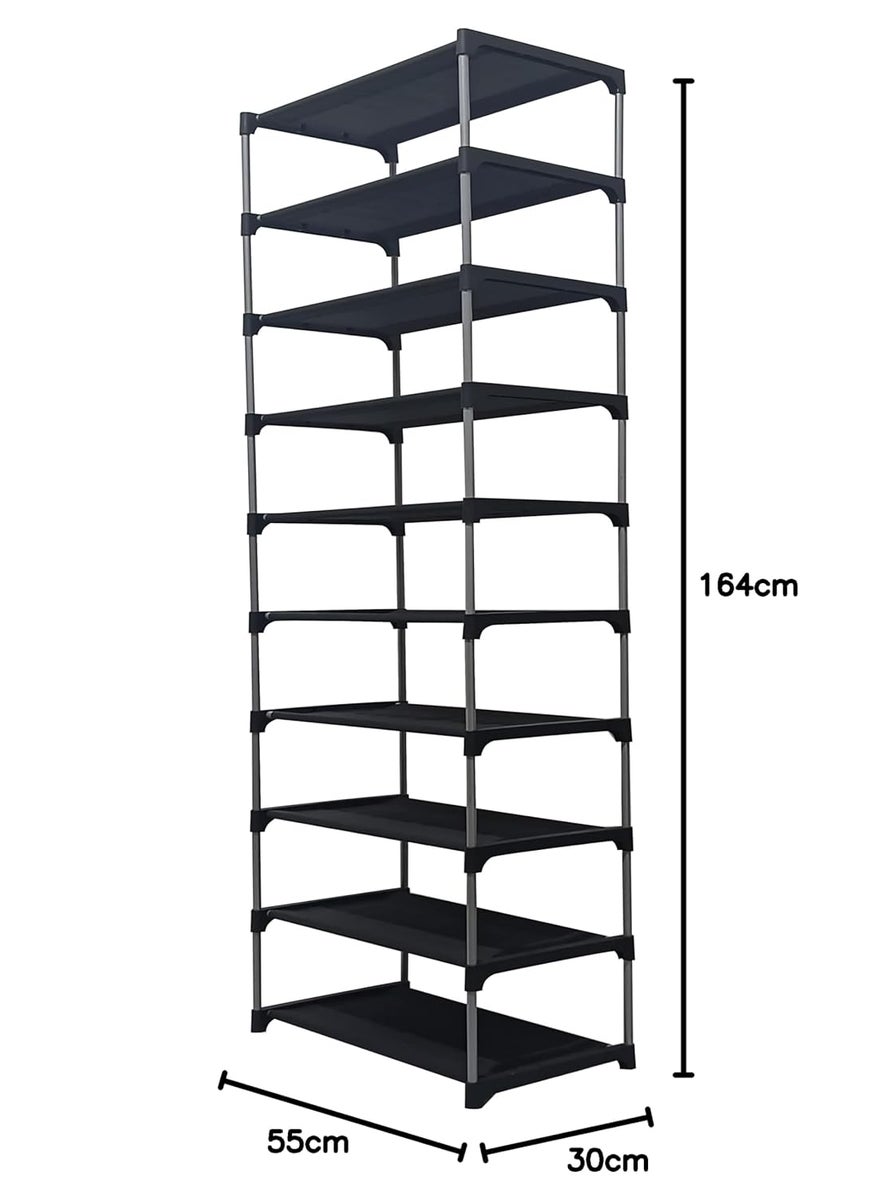 GlowSilk - GlowSilk 9 Layer Collapsible Fabric Wardrobe Organizer for Clothes DIYBlue Metal - Image 1