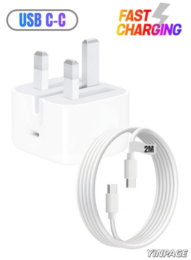 الصفحة الرئيسية شاحن USB-C بقوة 35 واط مع كبل بيانات سريع الشحن من النوع C إلى النوع C بطول مترين - متوافق مع أجهزة iPhone17/16/15 Pro Max/17/17/16/15 Pro/17/16/15 Pro/17/16/15 Plus/17/16/15 Plus/17/16/15 وSamsung S24 وHuawei وXiaomi وجميع الهواتف الذكية والأجهزة اللوحية التي تستخدم تقنية USB-C. - Image 1