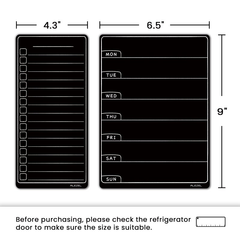 ALEZEL Magnetic Menu Board for Fridge, Weekly Calendar Blackboard Set for Refrigerator - Includes Weekly Black Dry Erase Board for Kitchen & 2 Grocery List, 3 Chalk Markers + Eraser - Image 3
