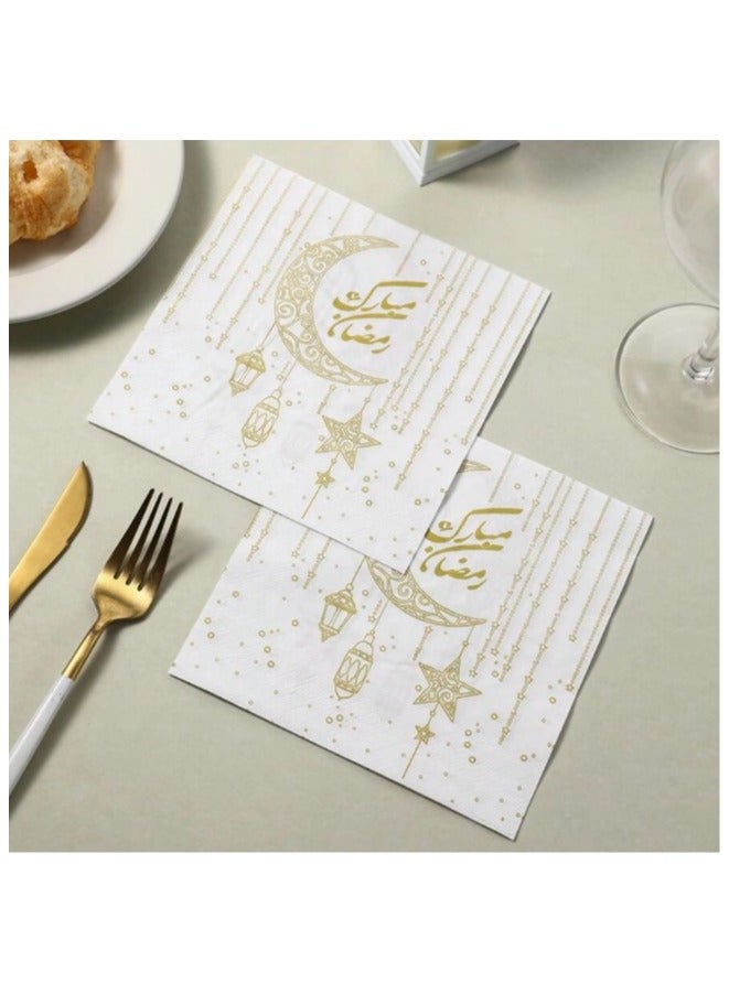 White paper napkins printed with the phrase Ramadan Kareem in gold, 20 pieces - Image 5