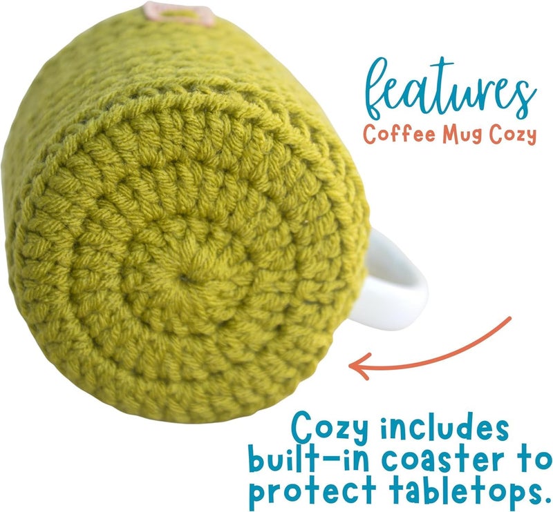 Simply Hooked Coffee Mug Cozy with Coaster for 11 oz Ceramic Mugs – Knit Tea Cozy Sleeve for Hot Drinks – Stocking Stuffer Gift for Women (Sage) - Image 5