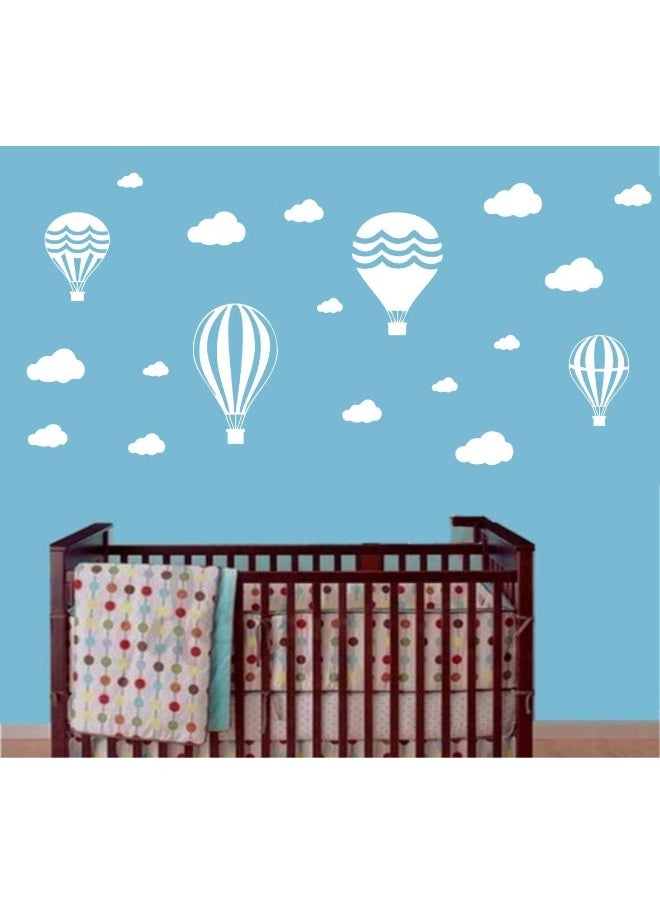 YOYOYU ART HOME DECOR YOYOYU ART HOME DECOR Nursery Room Wall Sticker Clouds and Air Balloon Decoration Sticker Wall Art Sticker for Children Kids Bedroom White Clouds Decoration Mural  - Image 3