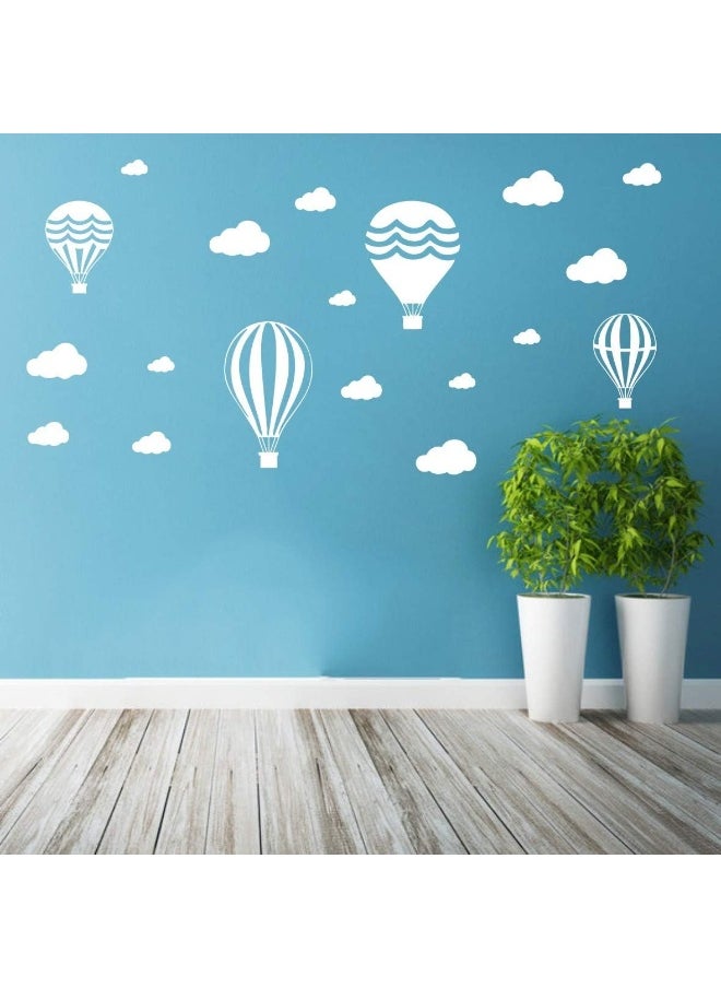 YOYOYU ART HOME DECOR YOYOYU ART HOME DECOR Nursery Room Wall Sticker Clouds and Air Balloon Decoration Sticker Wall Art Sticker for Children Kids Bedroom White Clouds Decoration Mural  - Image 2