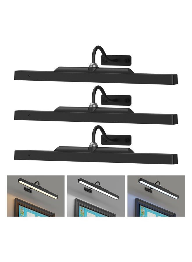 Craftersmark 3Pack Picture Light Battery Operated, 16in Picture Light for Wall, 5000mAh Cordless Wall Lights with Controller,Art Light with Dimmable Cordless for Wall Painting,Frame, Portrait, Dartboard- Black - Image 1