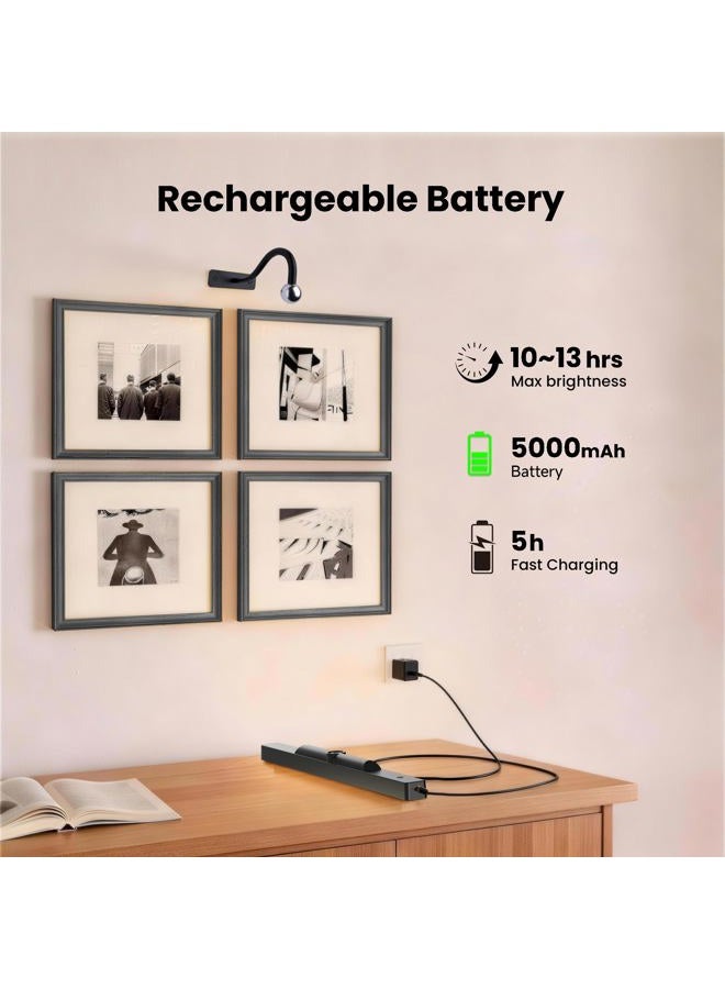 Craftersmark 3Pack Picture Light Battery Operated, 16in Picture Light for Wall, 5000mAh Cordless Wall Lights with Controller,Art Light with Dimmable Cordless for Wall Painting,Frame, Portrait, Dartboard- Black - Image 5